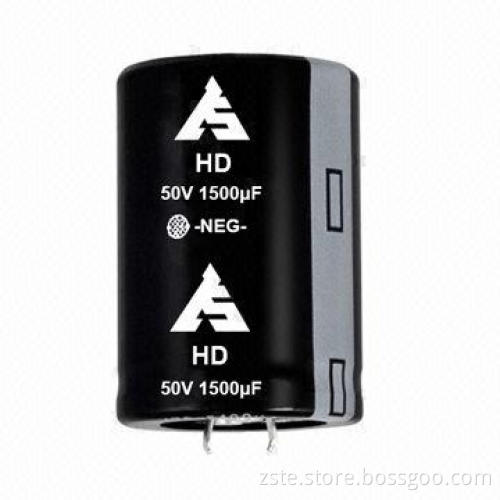 Snap-in Aluminum Electrolytic Capacitor with Large Capacitance, 50V, 1,500uf, 2,000hrs